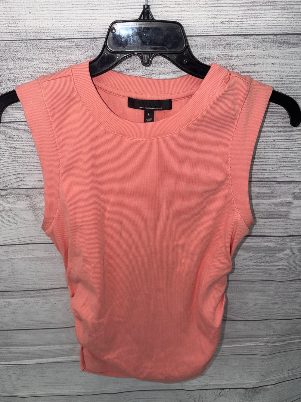 Sleeveless Ribbed Tank Top in Coral Pink